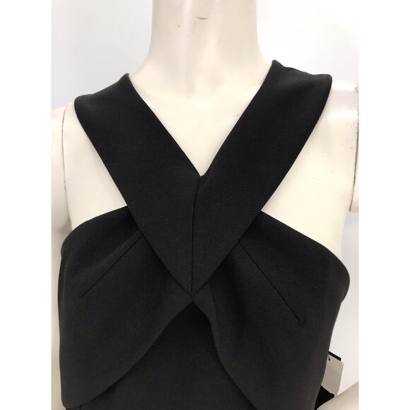 Cynthia Steffe Rich Black V-Neck Sheath Cocktail Dress Size 6 - Picture 3 of 15